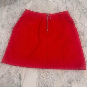 Sans Souci Red Mini Skirt with Ring Zipper